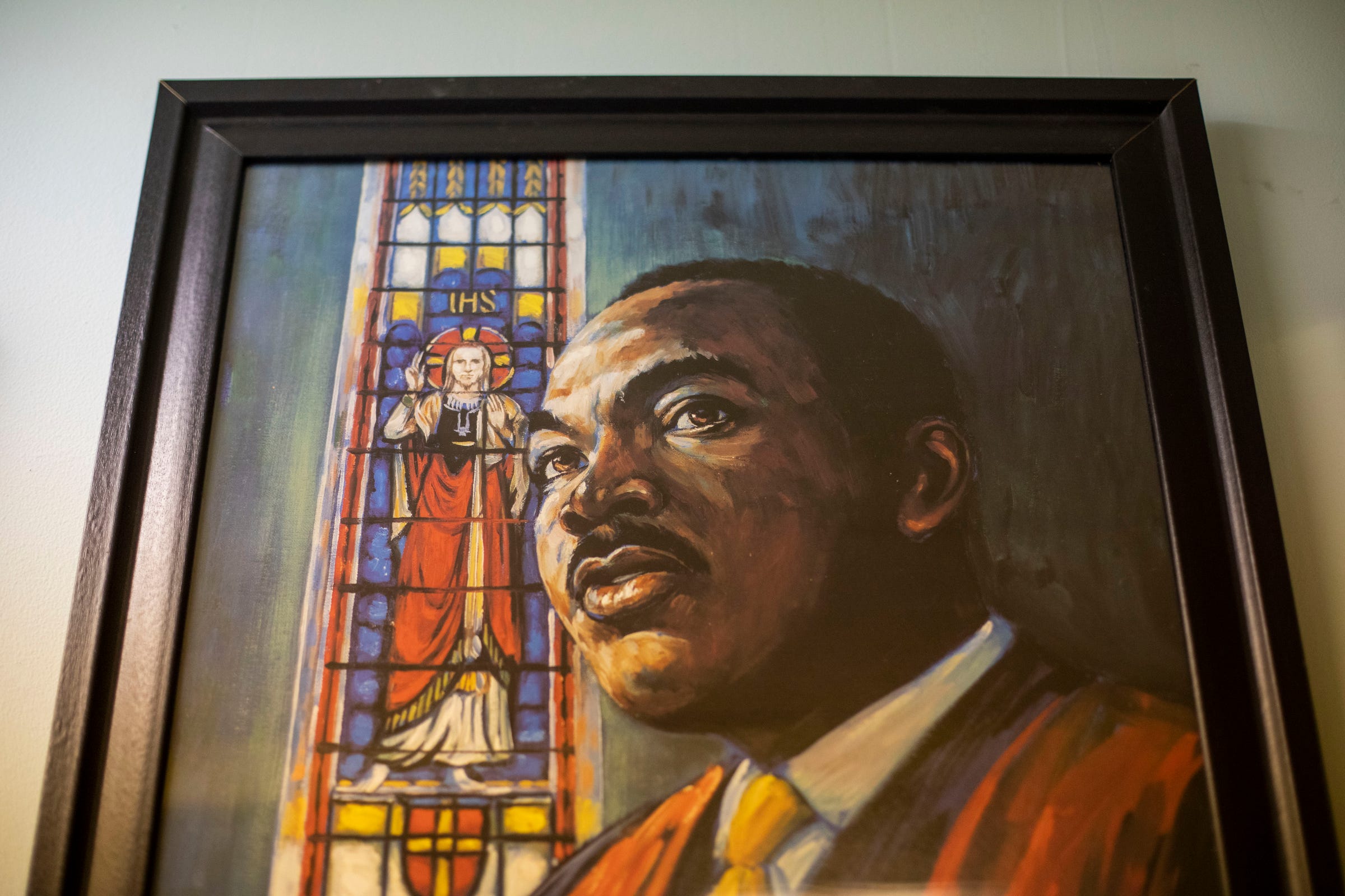 A painting of Dr. Martin Luther King Jr. at Dr. William Jackson's office in Detroit, MI on  January 14, 2022. Jackson is a graduate of Morehouse College, the same college Dr. Martin Luther King Jr. attended. Jackson interacted with King and is still currently practicing medicine at age 89.