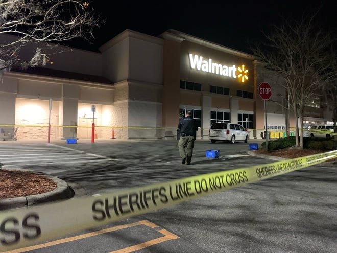 A man was hurt and hospitalized after a shooting outside the Walmart Supercenter on North Monroe Street Friday evening, Jan. 14, 2022.