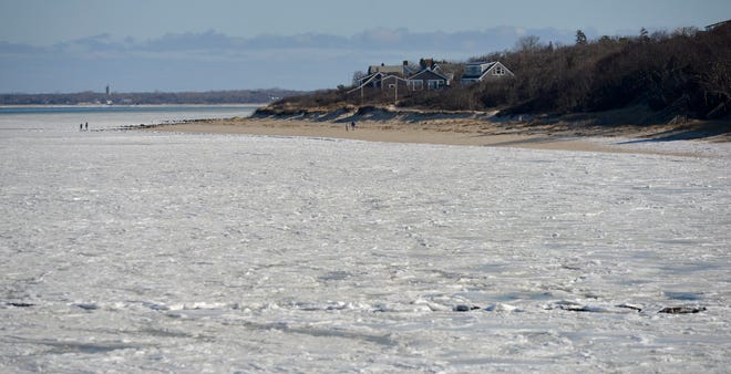 Ice fills Cape Cod Bay off Breakwater Landing Beach in Brewster in this file photo.
