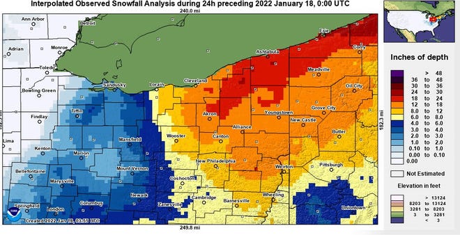 The National Weather Service map shows just how impressive the snowfalls were with this latest storm.