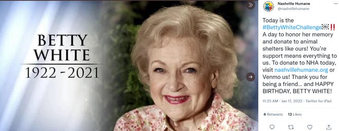 Betty White is one of the many Bettys celebrate on the day recognized as Betty Picnic Day.