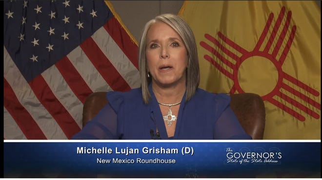 New Mexico Gov. Michelle Lujan Grisham delivers her annual State of the State address, Jan. 18, 2022 via YouTube.