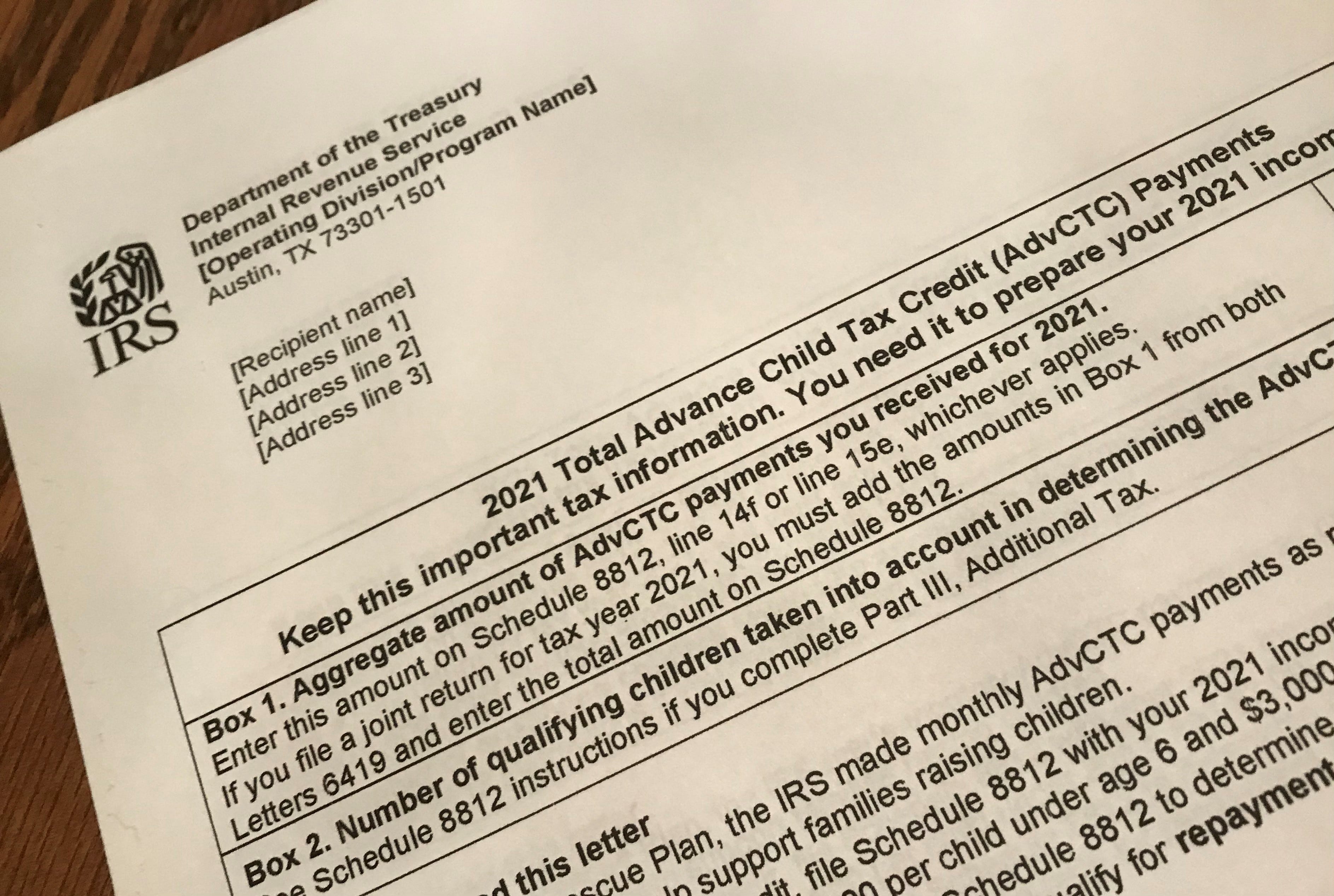 If you received money for the child tax credit in 2021, you want to keep track of one key letter - Letter 6419 from the Internal Revenue Service.