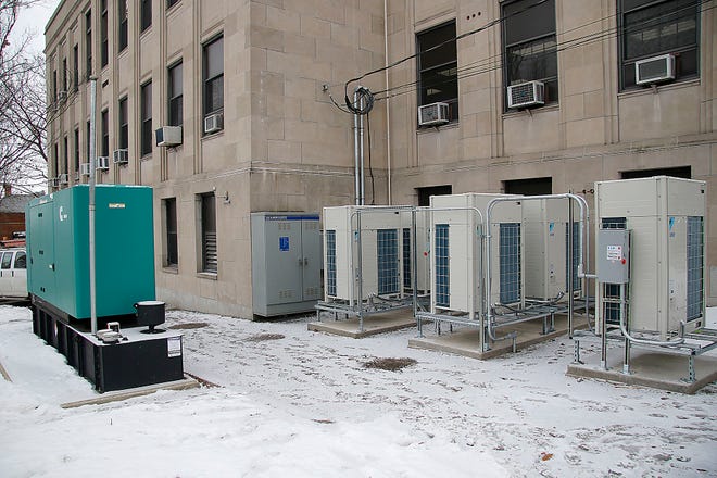 New HVAC units installed at the rear of the Ashland County Courthouse seen here on Friday, Jan. 21, 2022. TOM E. PUSKAR/TIMES-GAZETTE.COM