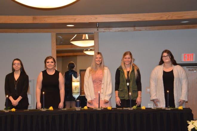 2021 Torchbearers: Faith Schulte, Hailey Monson, Casey Tolsma, Rachel Gerlach and Victoria Havermann. Although not pictured, Levi Nightingale also received the honor.