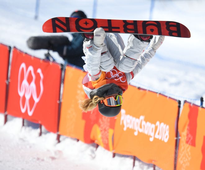 Chloe Kim competes in the halfpipe event during the Pyeongchang 2018 Olympic Winter Games at Phoenix Snow Park.
