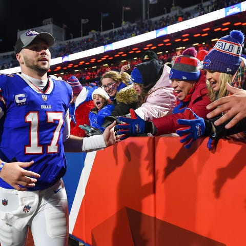 Bills quarterback Josh Allen greets fans following