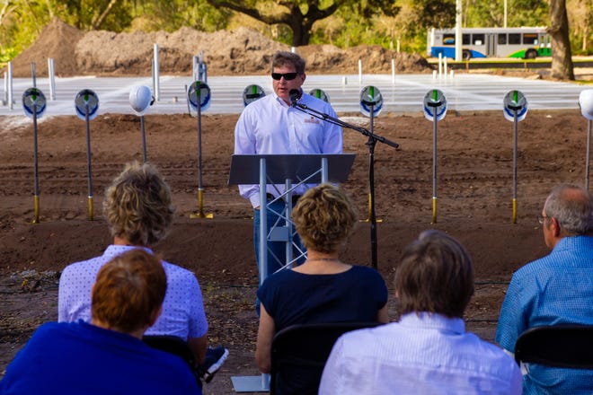 Jack Cox, president and CEO of Halfacre Construction Co., speaks at the groundbreaking ceremony Jan. 9.