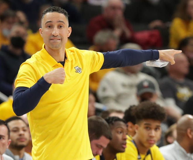 Marquette head coach Shaka Smart is shown during the second half of their game Sunday, January 23, 2022 at Fiserv Forum in Milwaukee, Wis. Marquette beat Xavier 75-64.