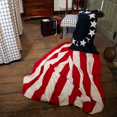 A staged look at the room of Betsy Ross inside the