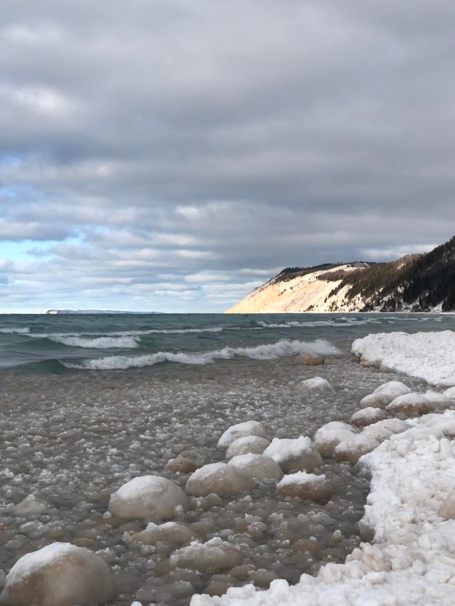 Ice balls, a rare phenomenon, spotted on Lake Michigan