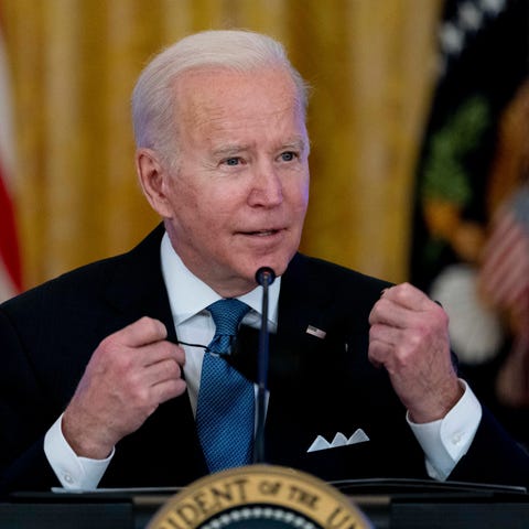 President Joe Biden speaks during a meeting on eff