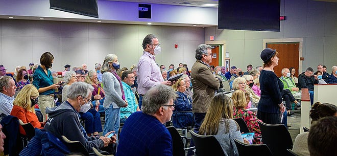 Residents wait their turn to speak to St. Johns County commissioners about managing future growth and infrastructure during a workshop at the county’s administration building in St. Augustine Tuesday.