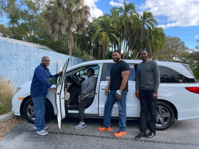 The Safe Children Coalition recently received a grant to purchase a new vehicle. From left, SCC staff members Alan Abernathy, Janice Sparkes, Charles Harris and Aaron Bellamy.