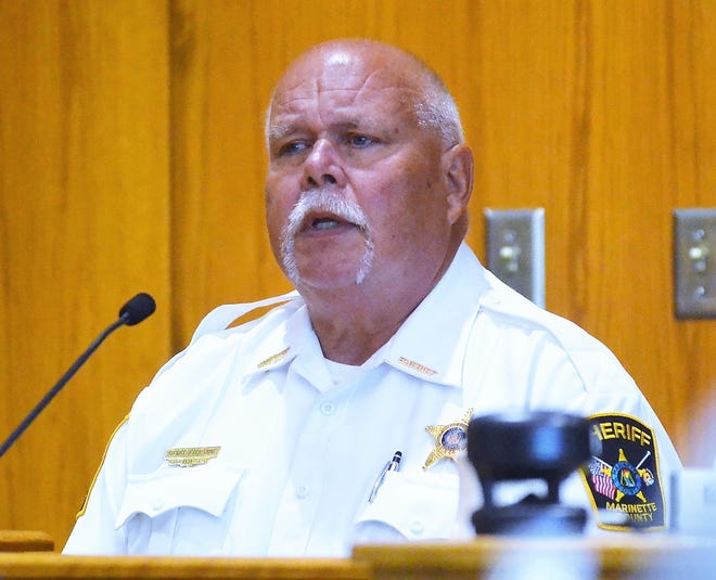 Marinette County Sheriff Jerry Sauve, seen in July testifying at the homicide trial of Raymand Vannieuwenhoven, announced Tuesday, Jan. 25, 2022, is not seeking reelection this fall.
