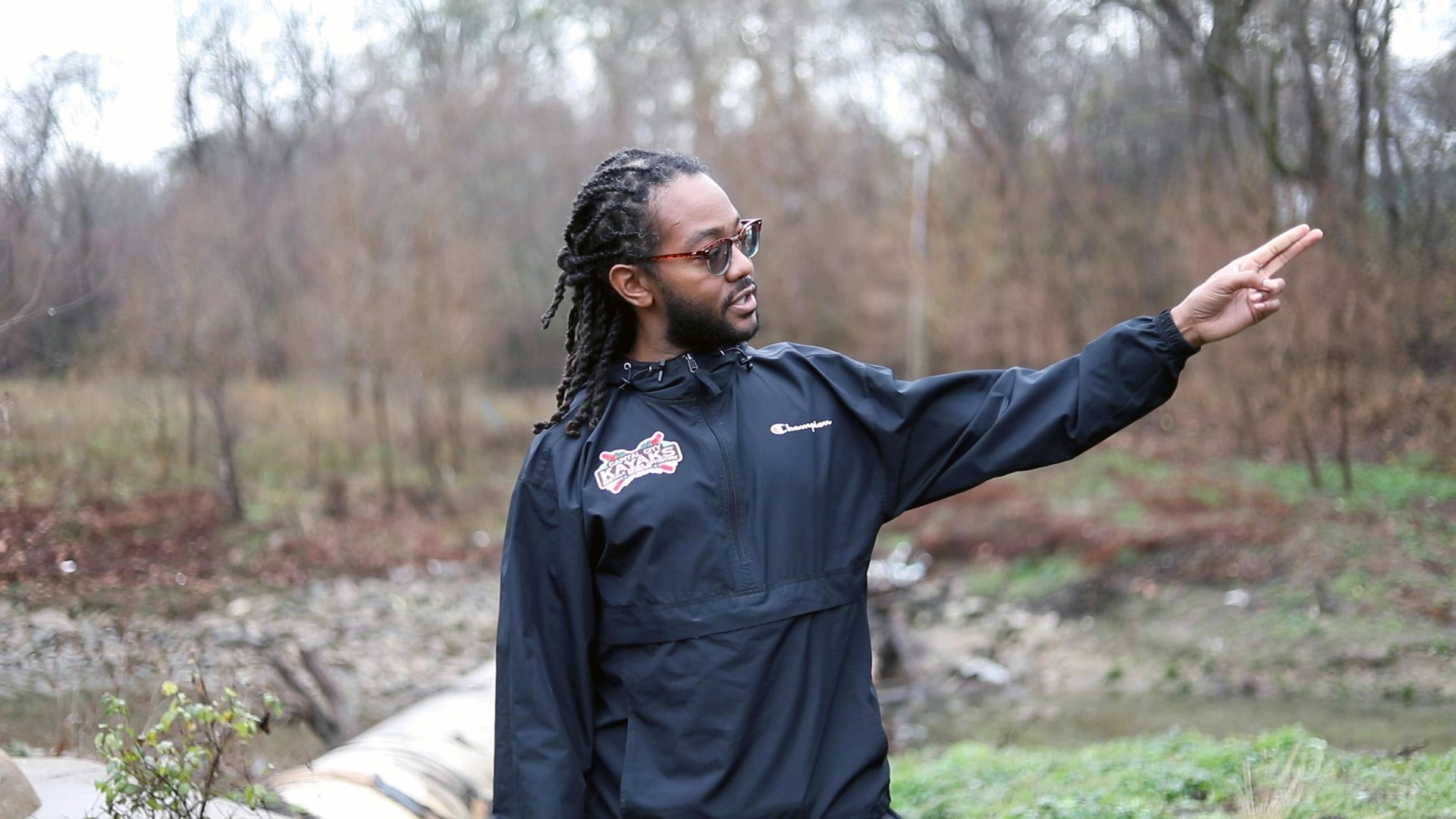 Chris Lockhart, a board member for Pearl Riverkeepers, points Saturday, Jan. 15, 2022, along the Eubanks Creek in Jackson, Mississippi, where raw sewage has been pumped into the creek, which empties into the Pearl River.