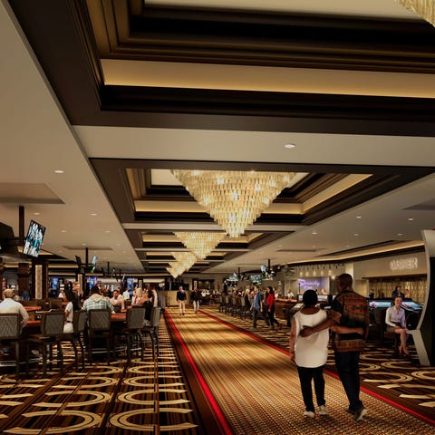 A rendering of a renovated casino floor at Bally's