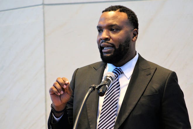 Lee Merritt, a Democrat vying to become the state's first Black attorney general, spoke briefly Sunday at ACU. Last month, Republican George P. Bush also spoke on campus.