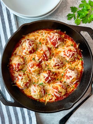 Turkey meatball parmesan is a low fat, low carb dinner that's pure comfort food.