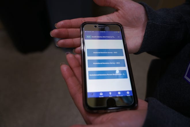 The Point in Time data, part of a nation-wide survey of people experiencing homelessness, is collected via an app on a volunteer's phone.