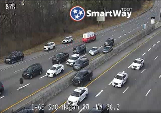 A reported police shooting shut down Interstate 65 in Nashville Thursday, Jan. 27, 2022.