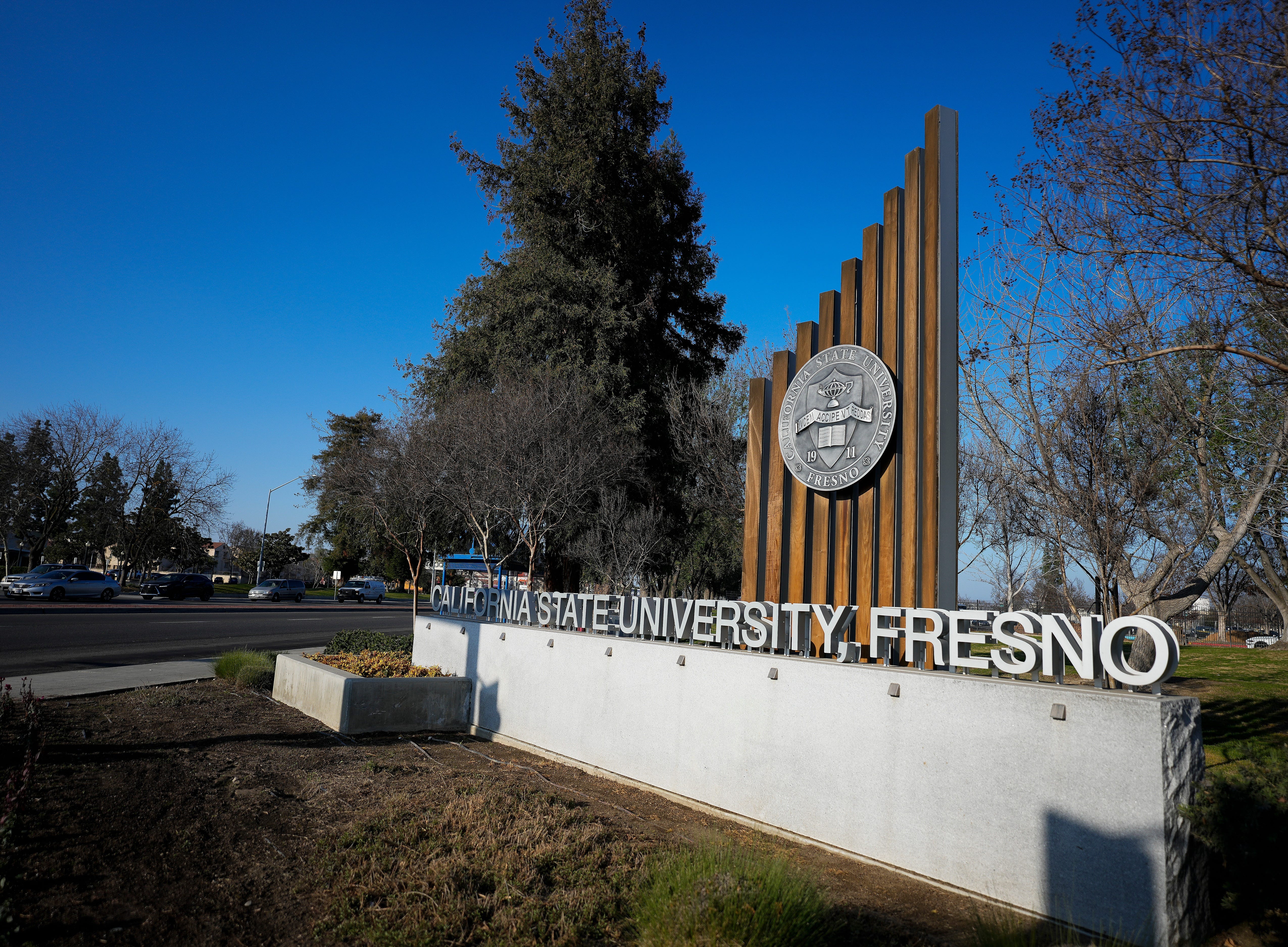 California State University, Fresno's main campus located at Cedar and Shaw Avenues in the northern part of the city.