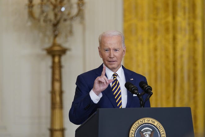 President Joe Biden speaks during a Jan. 19 news conference in the East Room of the White House in Washington, where he asked, "What are Republicans for?"