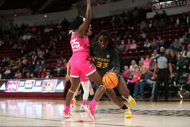 Missouri's Aijha Blackwell recorded her 16th double-double on the season in the Tigers' strange and puzzling 77-62 loss Thursday night in Starkville, Miss.