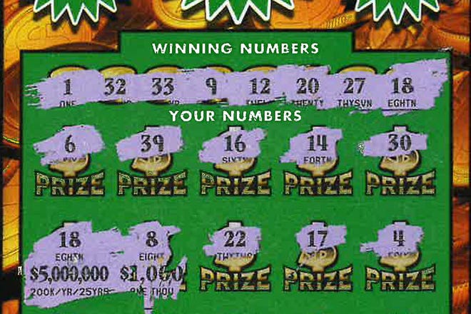 This is the winning portion of Liliam Flores Merlo's $5,000,000 Gold Rush Classic scratch-off ticket.