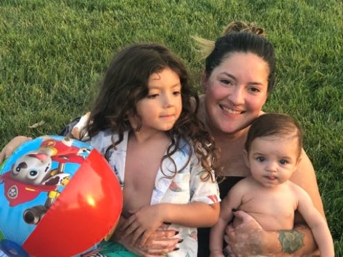 Simi Valley resident Elizabeth Clews, 27, who spent her teens in the foster care system, seen in 2018 with sons Ezra, left, now 7, and Elliot, now 3. Clews advocates for out-of-home youth through a Ventura County program looking for volunteer families.