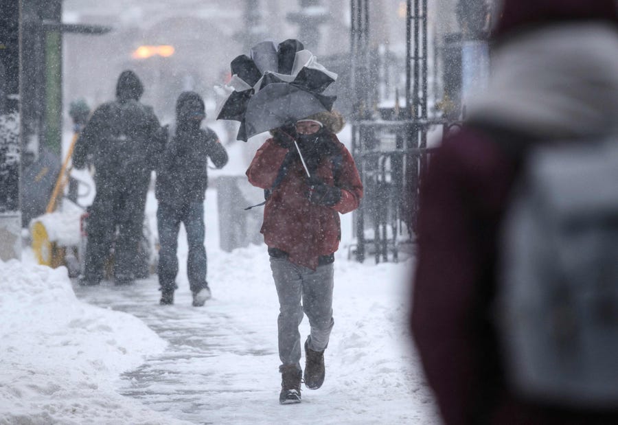 New Yorkers struggle through a snowstorm Jan. 29.