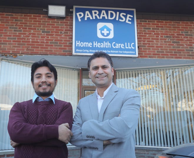 Paradise Home Health Care CEO and Founder Chandra Bhandari, left, and Program Director/Co-owner Kharga Baniya at their Bailey Road office in Cuyahoga Falls.