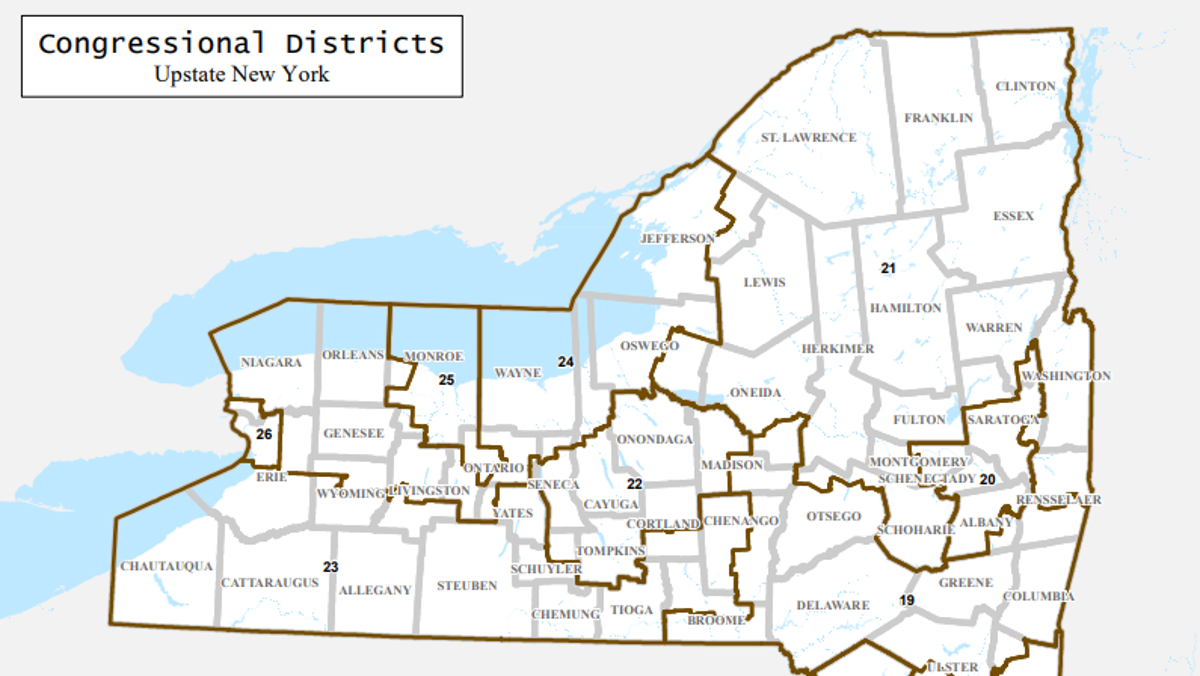 The New York atate Legislature released new proposed congressional districts for the state on Sunday. Oneida County would be split between two different congressional districts.