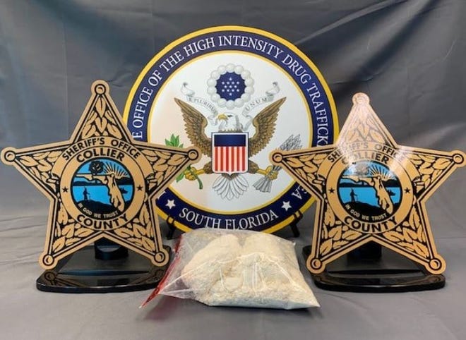 Collier County Sheriff's Office reports it arrested a Delray Beach man transporting 2.2 pounds — a kilo — of cocaine on Monday, Jan. 31, 2022.