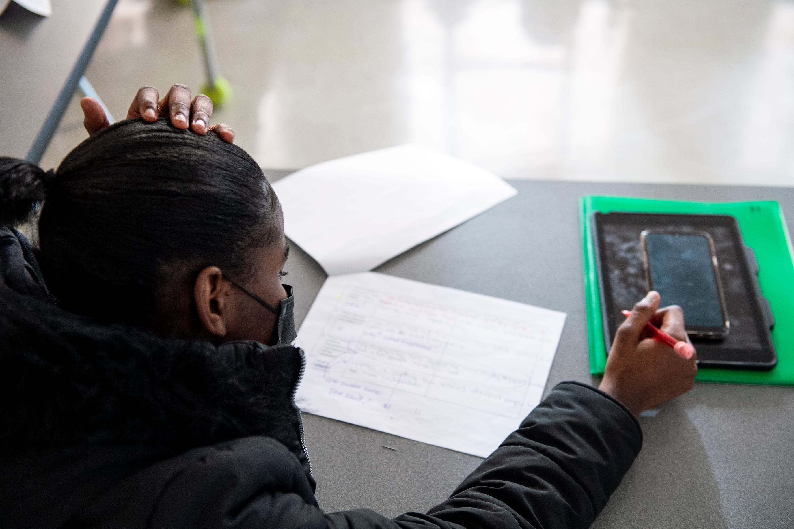 Zena Loris, 15, at her ESL class at McCaskey High School in Lancaster, Pa.