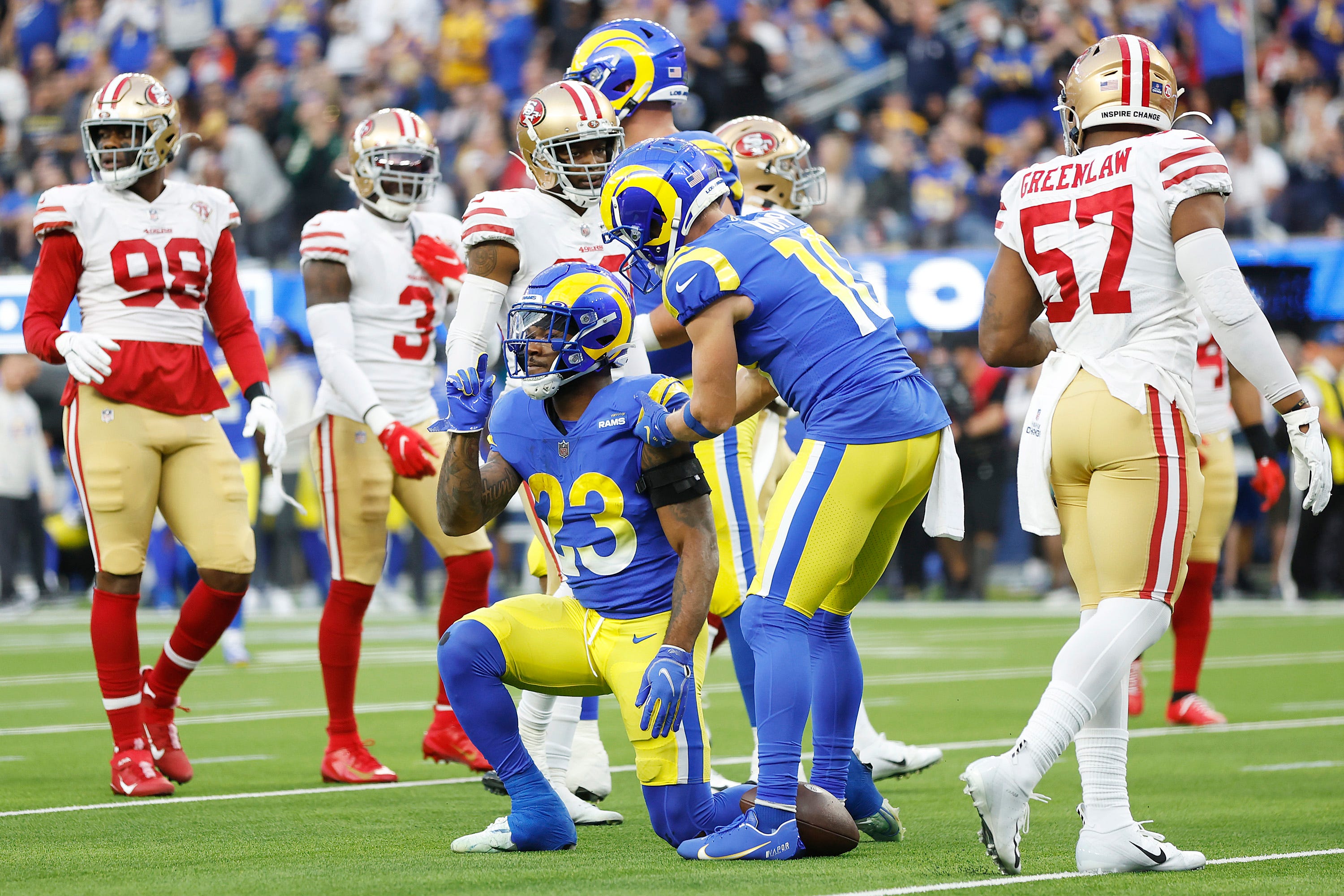 Los Angeles Rams RB Cam Akers (23). (Christian Petersen/Getty Images)