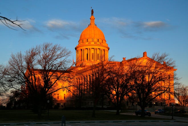 Early morning sun lights up the state Capitol in Oklahoma City, on Feb. 16, 2016.