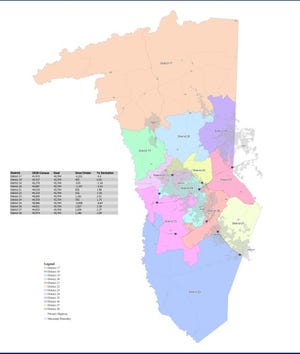 The final redistricting map approved by Greenville County Council on Feb. 1, 2022.