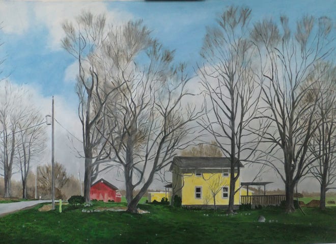 Linda Fritschner's acrylic painting "Yellow House" is one of the works featured in the Northern Indiana Artists' all-member exhibit to celebrate the organization's 80th anniversary from Jan. 18 through Feb. 25, 2022, at Kroc Community Center in South Bend.