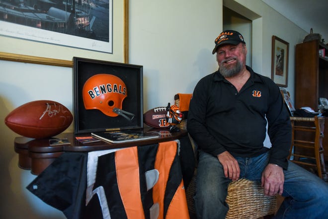 John Fead Jr. of Madeira, photographed on Feb. 2, 2022, has been a Bengals fan since he was 11 years old. As a season ticket holder, Fead attended the Super Bowl on the Bengals' first two appearances but is having issues getting tickets for the third.