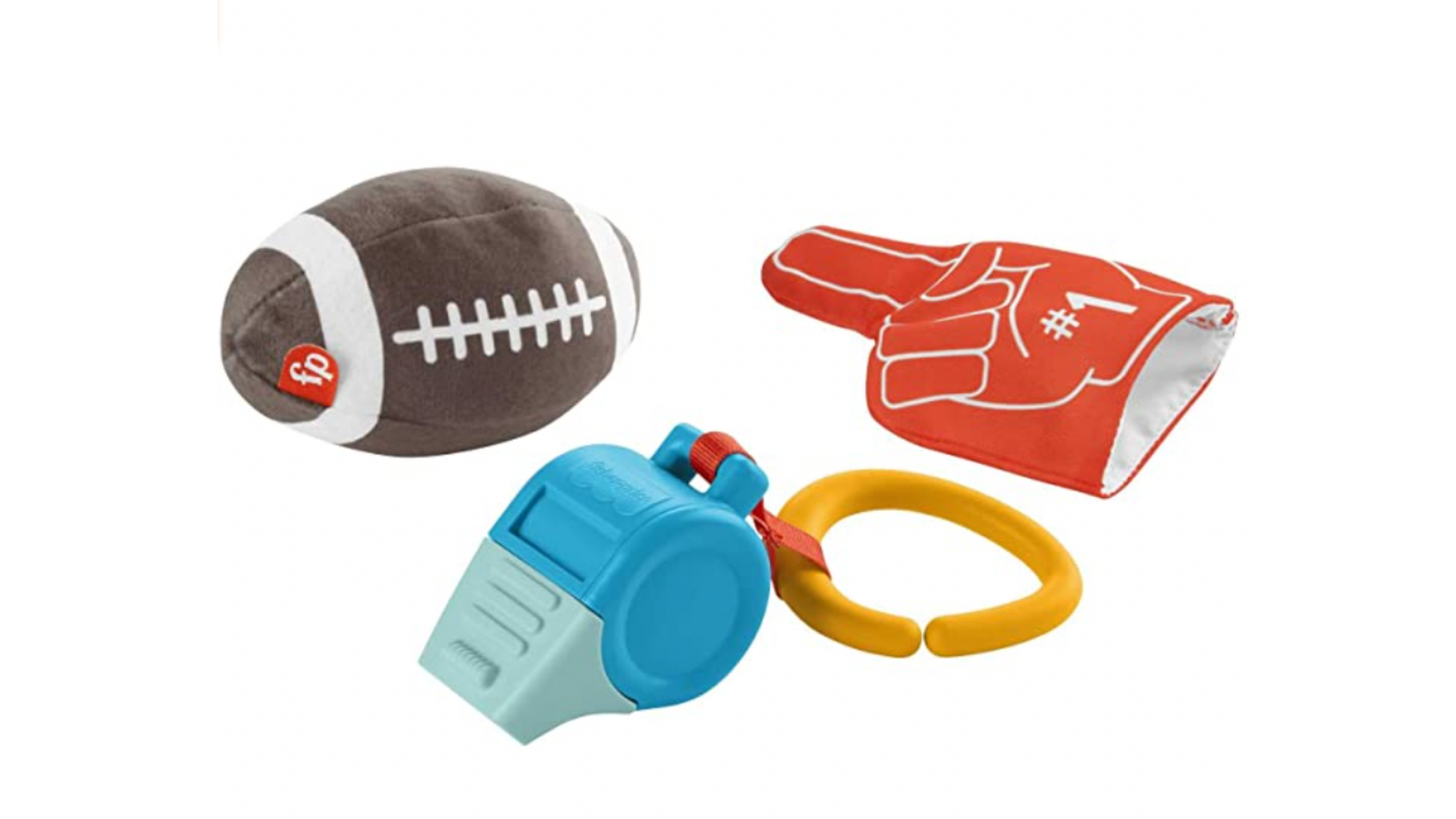 First Super Bowl outfits and toys: A football-themed teething set