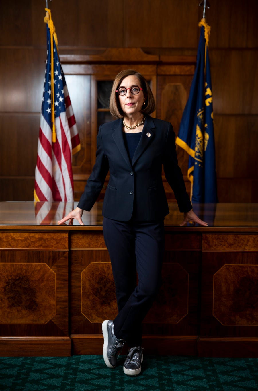 Gov. Kate Brown in her office at the Oregon State Capitol on Thursday, Feb. 3, 2022 in Salem, Ore. 