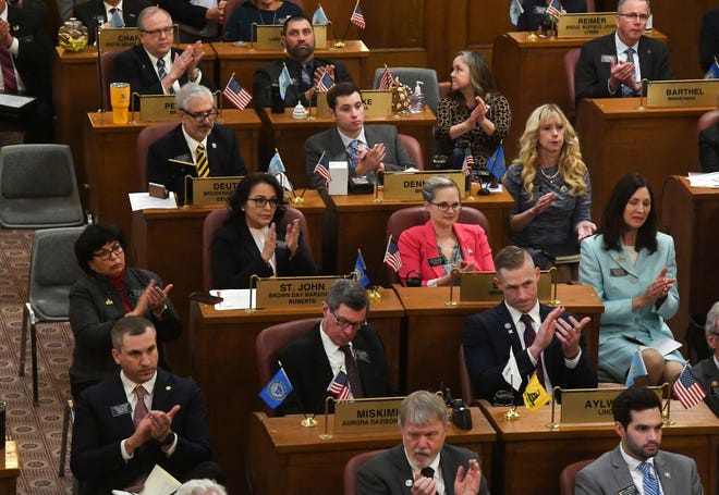 State lawmakers attend the State of the State address on Tuesday, January 11, 2022, at the South Dakota State Capitol in Pierre.