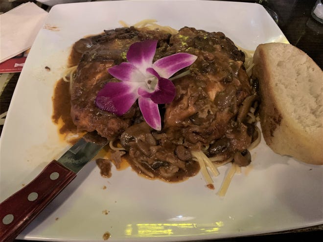 The Chicken Marsala at 2nd Street Bistro were two ginormous moist and flavorful chicken breasts, pan-fried in a comforting rich deep brown Marsala wine sauce and slices of fresh sauteed mushrooms over pasta.