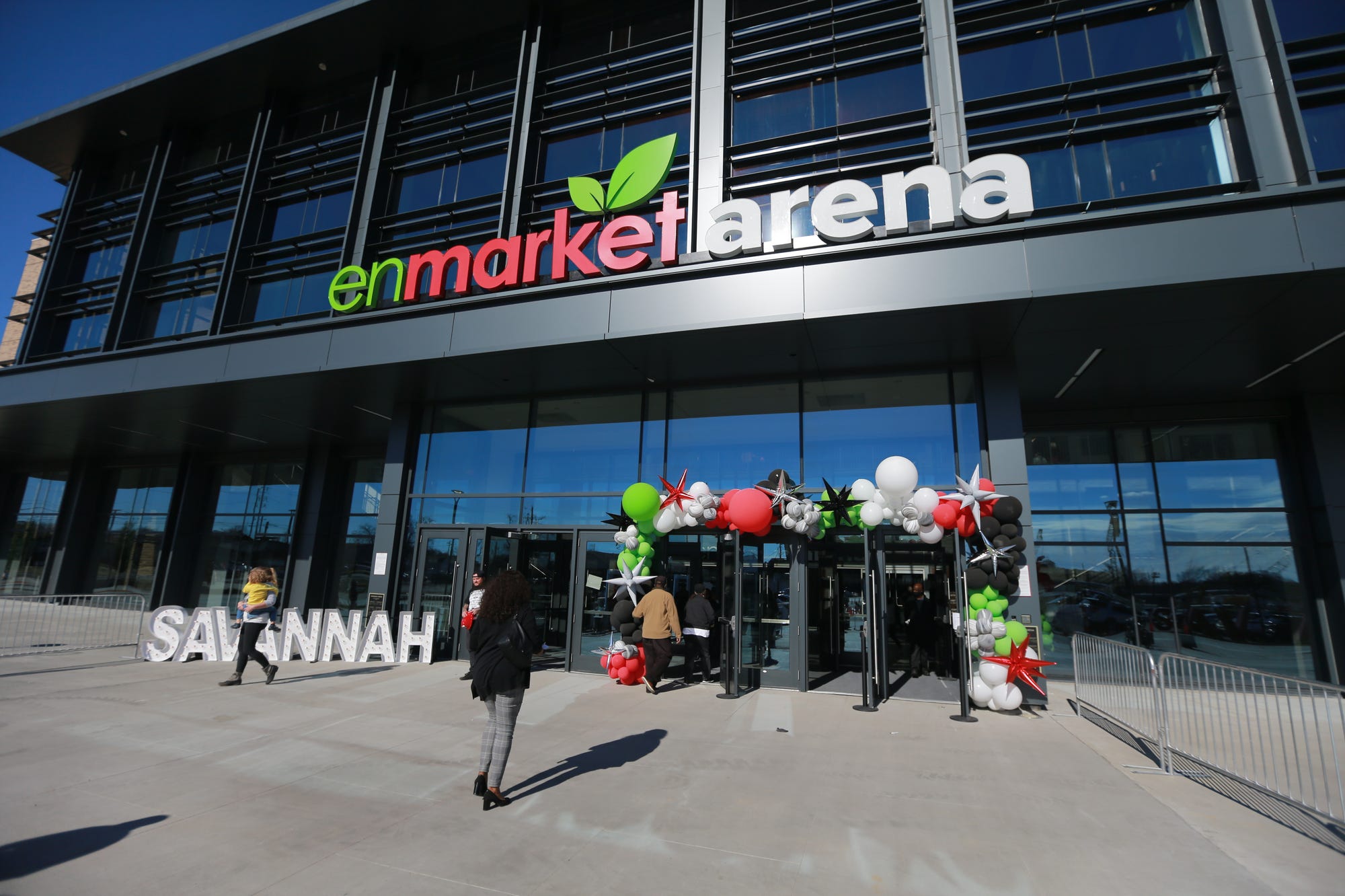 Party in the plaza outside the main entrance of the Enmarket Arena, before every Ghost Pirates game.
