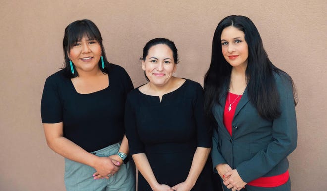The Minority Business Development Agency recently awarded New Mexico State University’s American Indian Business Enterprise a $600,000 grant over two years to increase and support Native American student entrepreneurs across New Mexico. The AIBE team includes, from left, Arrowhead Center Program Specialist Rachel Livingston, Statewide Outreach Assistant Sarah Mata and AIBE Director Brooke Montgomery.