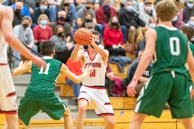 Canisteo-Greenwood's Hunter McCaffery looks to pass the ball during a contest with Avoca/Prattsburgh earlier in the Steuben County season.