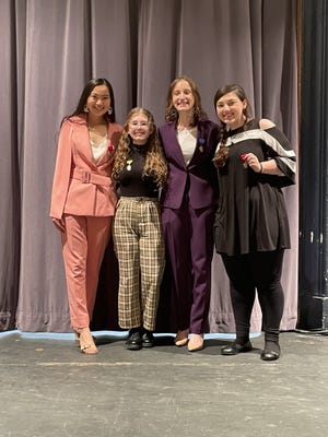 Four members of the Geneseo High School Speech Team qualified to advance to the Morris Sectional competition. They are, from left, Olivia Egert, 2nd place in Oratorical Declamation; Keira Schehl, fourth place in Poetry; Frances Henderson, first place in Impromptu; and Josie Bull, second place in Humorous Interpretation.