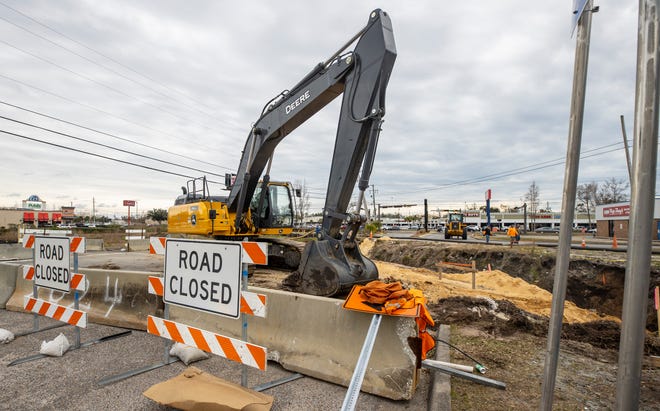 Work started Monday on the West 23rd Street Plaza where two new concrete culvert sections will be installed. In September 2020, part of Breezy Lane collapsed during Hurricane Sally.