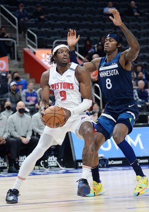 Pistons forward Jerami Grant (9) has been a popular name mentioned in trade speculation.